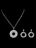 Hochzeit Schmuck Set Silber Creolen und Halskette Strass Anhänger Braut Halskette Set