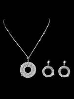Hochzeit Schmuck Set Silber Creolen und Halskette Strass Anhänger Braut Halskette Set