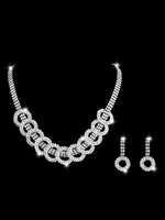Hochzeit Schmuck Set Silber Creolen und Halskette Strass Braut Halskette Set