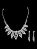 Hochzeit Schmuck Set Silber Ohrringe und Halskette Blatt Strass Perlen Braut Halskette Set