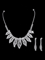 Hochzeit Schmuck Set Silber Ohrringe und Halskette Blatt Strass Perlen Braut Halskette Set