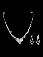 Hochzeit Schmuck Set Silber Ohrringe und Halskette Schatz Strass Braut Halskette Set