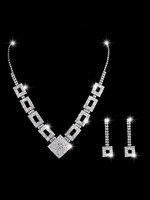 Hochzeit Schmuck Set Silber Ohrringe und Halskette Strass Braut Halskette Set