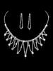 Hochzeit Schmuck Set Silber Ohrringe und Halskette Strass Perlen Hohl Braut Halskette Set