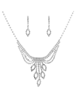 Hochzeit Schmuck Set Silber Strass Braut Halskette Ohrring Set