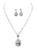 Hochzeit Schmuck Set Silber Strass Karabinerverschluss Braut Anhänger Halskette mit Ohrhänger
