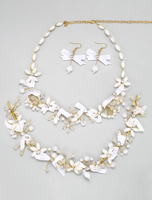 Hochzeit Schmuck Sets Band Schleife Strass Perlen Gold Braut Schmucksets