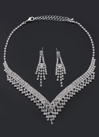 Hochzeit Schmuck Sets Braut Silber Strass Halskette und Ohrringe
