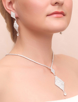 Hochzeit Schmuck setzt Anhänger Silber Strass Braut Ohrringe mit Charm Halskette