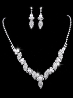Hochzeit Silber Halskette Set Perlen Strass Perlen Brautschmuck Set