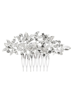 Hochzeit Silber Kamm Strass Kopfschmuck Perlen Braut Haarschmuck