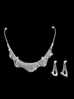 Hochzeit Silberschmuck Set Creolen und Halskette Strass Braut Halskette Set