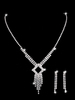 Hochzeit Silberschmuck Set Quasten Ohrringe und Halskette Strass Braut Halskette Set