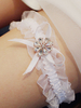 Hochzeit Strumpfband für die Braut-weiße Organza-Metall-Details Wedding Garters