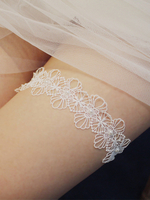 Hochzeit Strumpfband für die Braut Weiße Polyester-Spitze Hochzeit Strumpfbänder