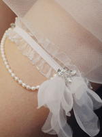 Hochzeit Strumpfband für die Braut-weiße Spitze Strass Hochzeit Strumpfbänder