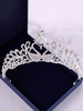 Hochzeit Tiara Krone Royal Headpieces Prinzessin Silver Swan Strass Braut Haarschmuck