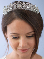 Hochzeit Tiara Krone Silber Prinzessin Strass Perlen Braut Haarschmuck