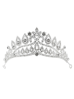 Hochzeit Tiara Krone Silber Strass Kopfschmuck Perlen Braut Haarschmuck