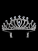 Hochzeit Tiara Princess Crown Braut Kopfschmuck Silber Strass Royal Haarschmuck