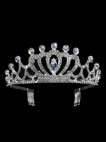 Hochzeit Tiara Princess Crown Braut Kopfschmuck Silber Strass Royal Haarschmuck