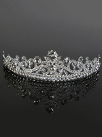 Hochzeit Tiara Silber Crown Strass Perlen Braut Kopfschmuck