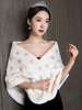 Hochzeit Wrap Elfenbein ärmellose Kunstpelz Knöpfe Bridal Cover Ups