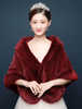 Hochzeit Wrap Faux Pelz Schal Burgund Jacke Braut Winter Cover Ups
