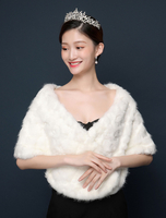 Hochzeit Wrap Kunstfell Schal Elfenbein Winter Braut Jacke