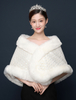 Hochzeit Wrap Kunstpelz Schal Elfenbein Braut Jacke