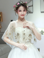 Hochzeit Wrap Ponchos Tüll bestickt Pailletten Braut vertuschen