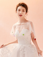 Hochzeit Wrap Schal Elfenbein Cover Ups Spitze Pom Poms Perlen Braut Zubehör