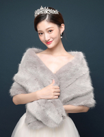 Hochzeit Wrap Schal Faux Pelz Stola Silber Grau Jacke Bridal Cover Ups