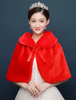 Hochzeit Wrap Schal Kunstpelz Poncho Red Winter Bridal Cover Ups