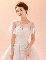 Hochzeit Wrap Schals Spitze Applique Tüll Elfenbein Ponchos High Low Zubehör Braut-Cover-Ups