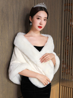 Hochzeit Wraps Elfenbein ärmellose Accessoires Kunstpelz Knöpfe Bridal Cover Ups