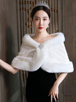 Hochzeit Wraps Elfenbein ärmellose Kunstpelz Strass Braut vertuschen