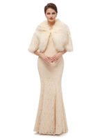 Hochzeit Wraps Light Grey Halbarm Kunstpelz Braut Cover Ups