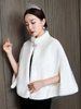 Hochzeit Wraps rot ärmellose Stehkragen Kunstpelz Knöpfe Bridal Cover Ups