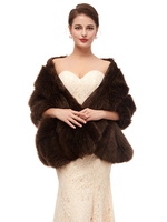Hochzeit Wraps Schokolade ärmellose Kunstpelz Braut Cover Ups