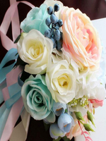 Hochzeits-Blumen-Blumenstrauß-blaue Silk Blumen-Band-Brautblumensträuße
