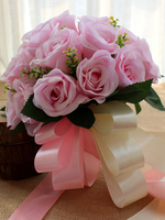 Hochzeits-Blumen-Blumenstrauß-Rosa-synthetische Band-Brauthandblumen