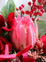 Hochzeits-Blumen-Blumenstrauß-synthetische rote Frucht-Band-Brauthandblumen