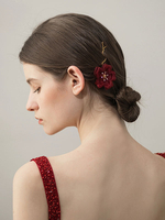 Hochzeits-Haar-Pin-Rot blüht Kopfschmuck-Brauthaar-Zusätze