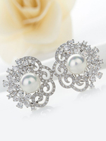 Hochzeits-Ohrringe Piercing Ohrringe Kupfer Blumen Ohrstecker für Damen
