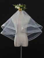 Hochzeits-Schleier-Elfenbein-Organza-ovale Brautschleier