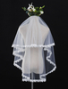 Hochzeits-Schleier Elfenbein Tulle One Tier Spitze Applique Brautschleier