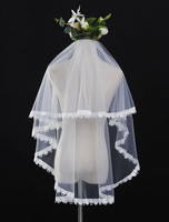 Hochzeits-Schleier Elfenbein Tulle One Tier Spitze Applique Brautschleier