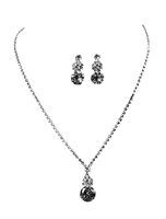 Hochzeits-Schmuck-Set Silber Strass Legierung Braut Anhänger Halskette mit Ohrhänger