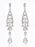 Hochzeits-Silber-Ohrring-Rhinestones; die Blatt-Brautohrringe bördeln